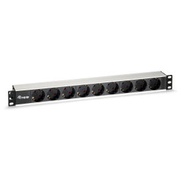 EQUIP 333292 Regleta 1U Horizontal Aluminio Negro Plata 9 Tomas AC 2m CE RoHS