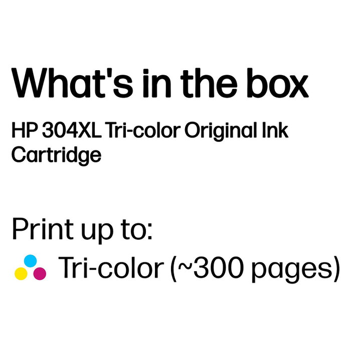 HP 304XL Cartucho de tinta Original Tricolor (Cian, Magenta, Amarillo) N9K07AE