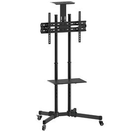 Equip Soporte de suelo con ruedas para TV, carrito multifuncional con estante ajustable, soporta hasta 50 kg, para pantallas de 37" a 70"