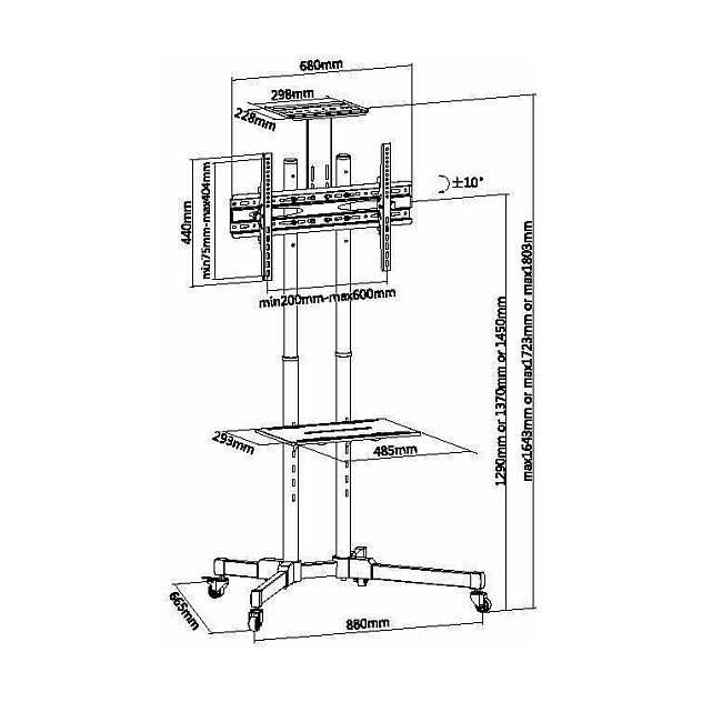 Equip Soporte de Suelo con Ruedas para Pantalla de 37-70 pulgadas