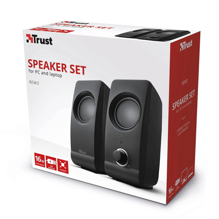 Trust Remo 2.0 Altavoces 2.0 de 8W RMS con Alimentación USB, Negro