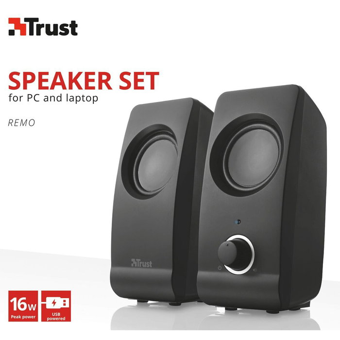 Trust Remo 2.0 Altavoces 2.0 de 8W RMS con Alimentación USB, Negro