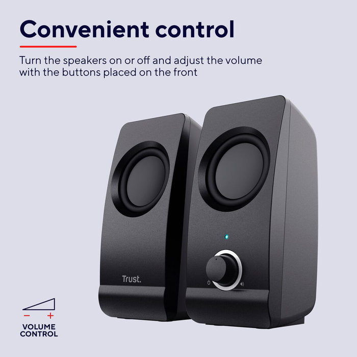 Trust Remo 2.0 Altavoces 2.0 de 8W RMS con Alimentación USB, Negro