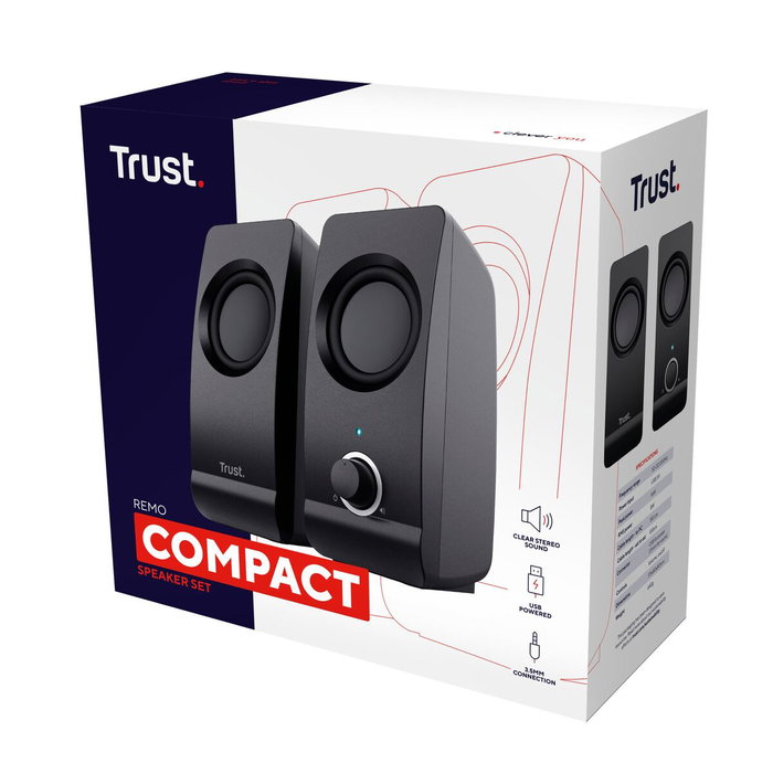 Trust Remo 2.0 Altavoces 2.0 de 8W RMS con Alimentación USB, Negro