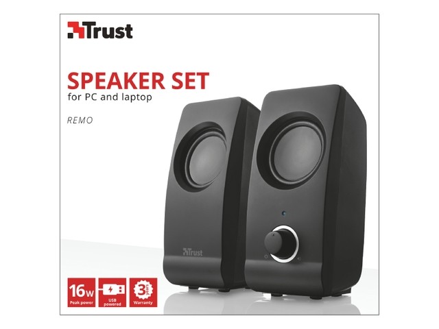 Trust Remo 2.0 Altavoces 2.0 de 8W RMS con Alimentación USB, Negro