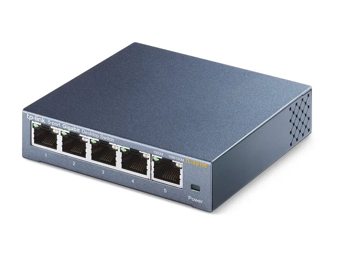 TP-Link TL-SG105 Switch de Red 5 Puertos Gigabit Ethernet 10/100/1000 Mbps No Administrado con QoS, Full Duplex y Carcasa Metálica Negro