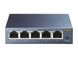 TP-Link TL-SG105 Switch de Red 5 Puertos Gigabit Ethernet 10/100/1000 Mbps No Administrado con QoS, Full Duplex y Carcasa Metálica Negro