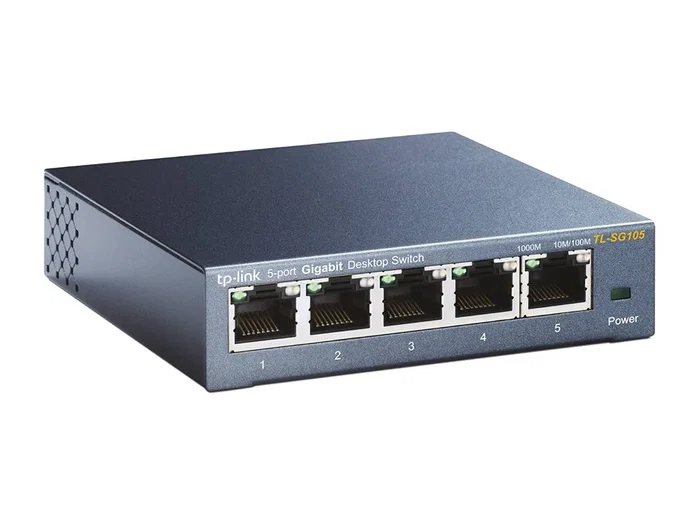 TP-Link TL-SG105 Switch de Red 5 Puertos Gigabit Ethernet 10/100/1000 Mbps No Administrado con QoS, Full Duplex y Carcasa Metálica Negro
