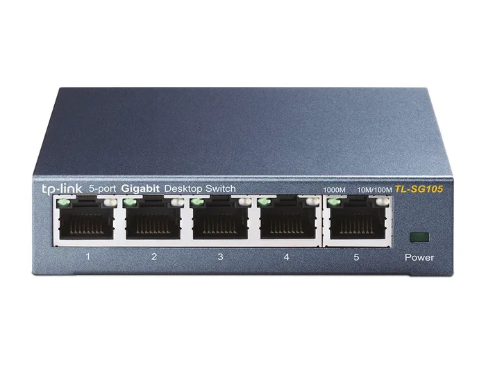 TP-Link TL-SG105 Switch de Red 5 Puertos Gigabit Ethernet 10/100/1000 Mbps No Administrado con QoS, Full Duplex y Carcasa Metálica Negro