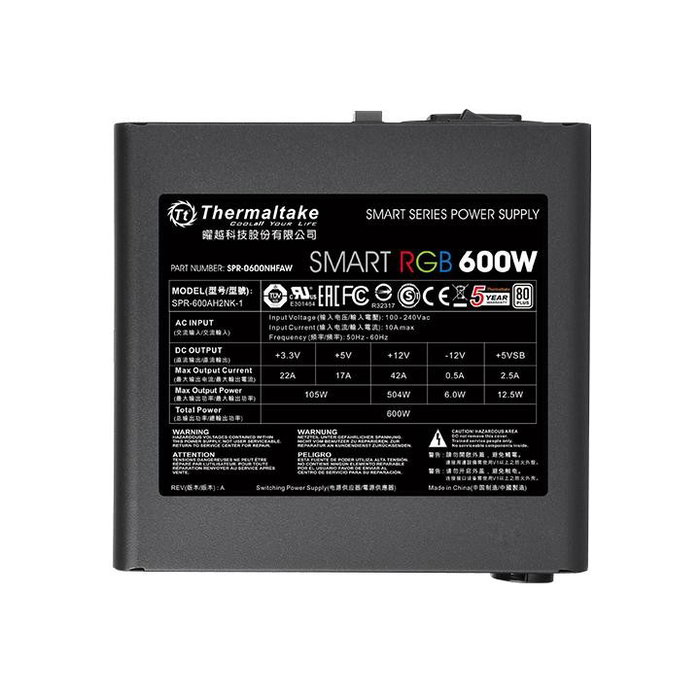 Thermaltake Smart RGB 600W Negro