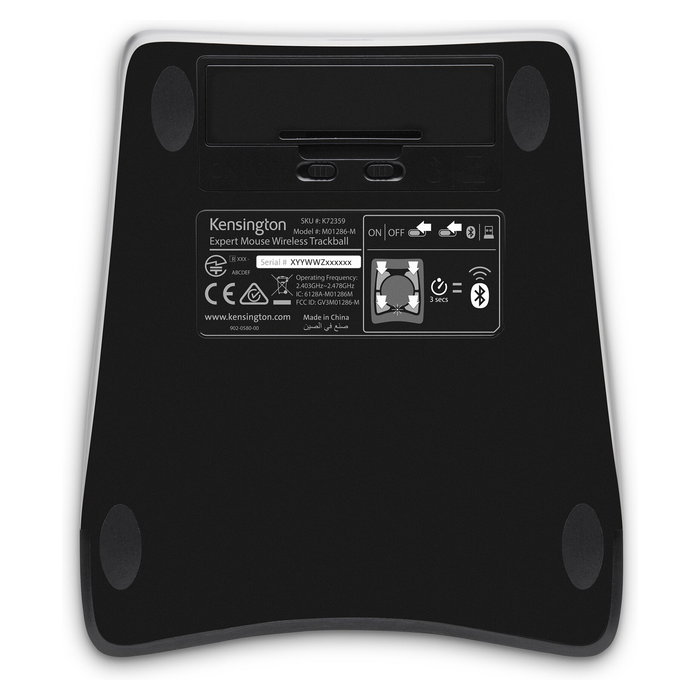 Kensington ExpertMouse Trackball Inalámbrico con Bola 5.5 cm - Ambidiestro, Óptico 400 DPI, RF + Bluetooth 4.0, Negro, 4 Botones Programables, Compatible Windows/Mac/ChromeOS