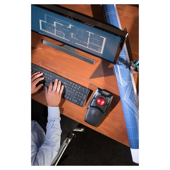 Kensington ExpertMouse Trackball Inalámbrico con Bola 5.5 cm - Ambidiestro, Óptico 400 DPI, RF + Bluetooth 4.0, Negro, 4 Botones Programables, Compatible Windows/Mac/ChromeOS