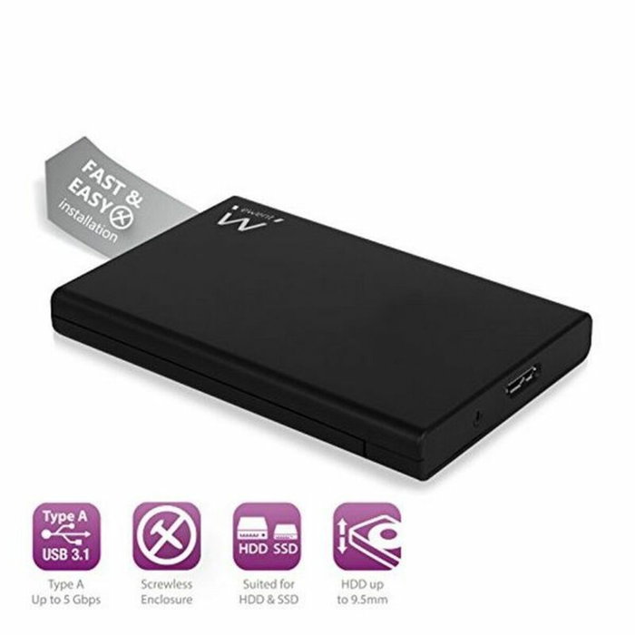 EWENT Carcasa de disco duro/SSD EW7044 2,5 pulg. SATA III USB 3.1 Negro