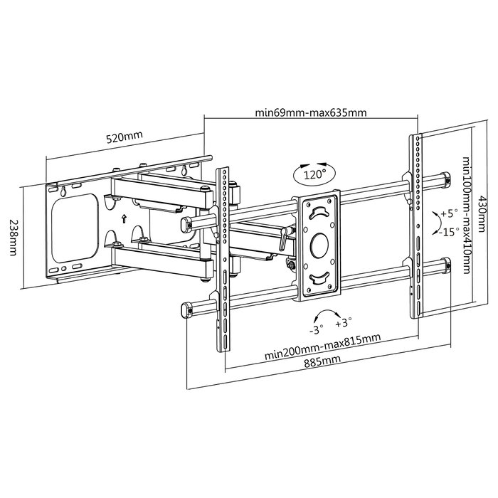 Equip Soporte de Pantalla para TV de 37 a 90 Pulgadas, Soporte Inclinable y Giratorio, VESA hasta 800x400mm, Carga 75KG Equip Soporte de Pantalla para TV de 37 a 90 Pulgadas, Soporte Inclinable y Giratorio, VESA hasta 800x400mm, Carga 75KG