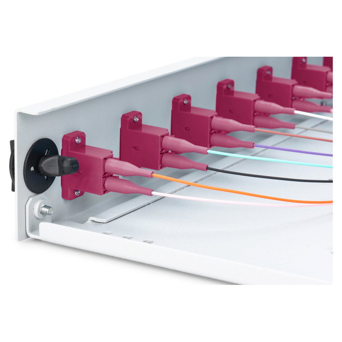 Digitus Caja de Empalme de Fibra Óptica 1U equipada 12x LC DX OM4 Panel Gestión Cables 483x280x44.5 mm Gris Acero