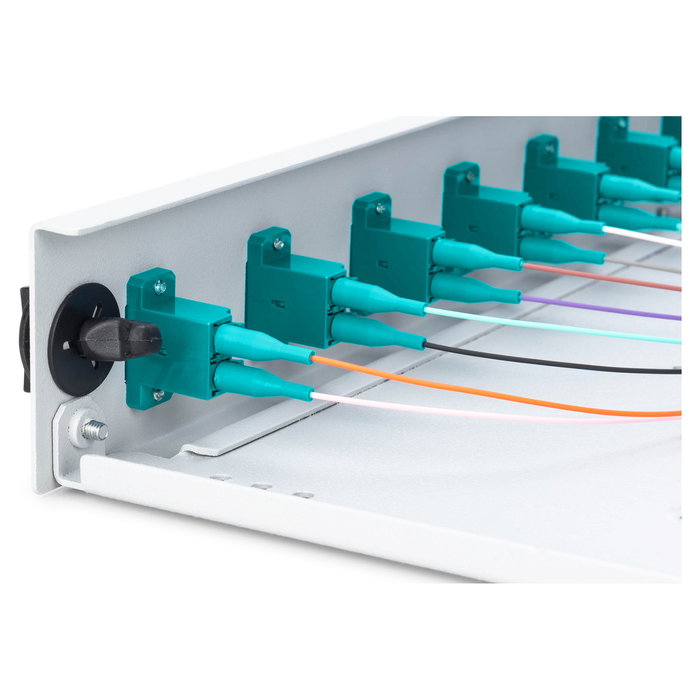 Digitus Caja de empalme de fibra óptica 1U equipada, 12x LC DX OM3, Gris (LWL Spleißbox 1HE bestückt 12x LC DX OM3 grau)