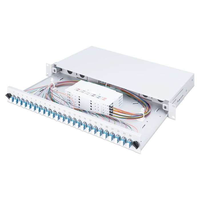 Digitus Caja de Empalme Fibra Óptica 1HE, 24x LC DX OS2, equipada, Gris, Acero - OS2