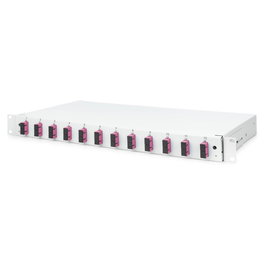 Digitus Caja de Empalme Fibra Óptica 1HE equipada 12x SC-DX OM4 Color Gris 44.5 mm Panel de gestión de cables en acero