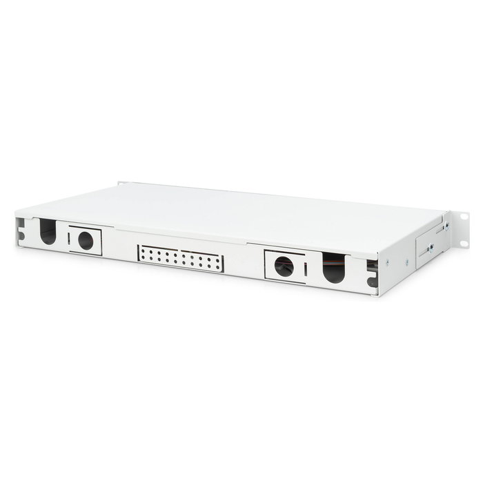 Digitus Caja de Empalme Fibra Óptica 1HE equipada 12x SC-DX OM4 Color Gris 44.5 mm Panel de gestión de cables en acero Digitus Caja de Empalme Fibra Óptica 1HE equipada 12x SC-DX OM4 Color Gris 44.5 mm Panel de gestión de cables en acero