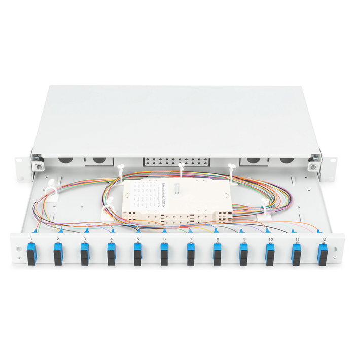 Digitus LWL Spleißbox 1HE bestückt 12x SC DX OS2 grau