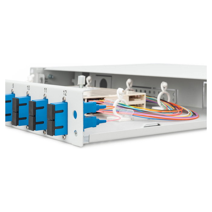 Digitus LWL Spleißbox 1HE bestückt 12x SC DX OS2 grau