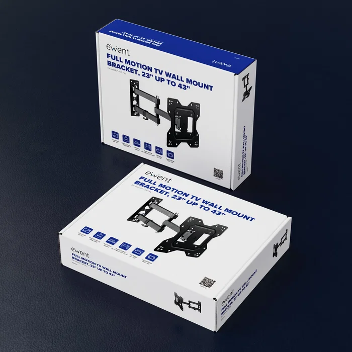 Ewent EW1522 Soporte para TV de Pared Extensible Multi-Direccional Pan-Tilt, Hasta 43" (109 cm), Peso Máx. 30 kg, VESA 100/200, Negro