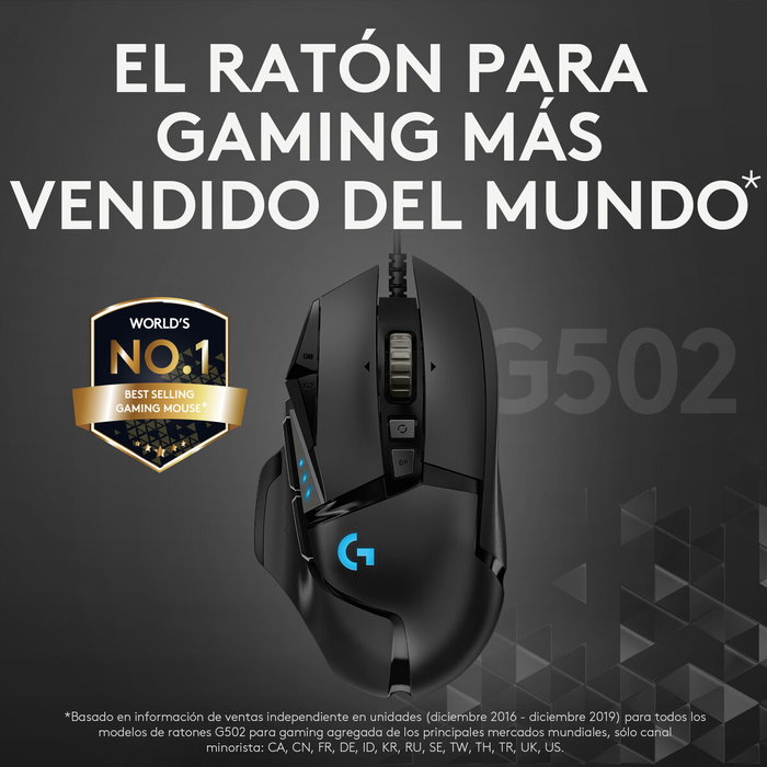 Logitech G502 HERO Ratón Gaming Negro