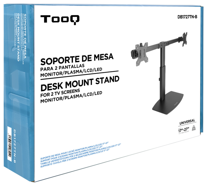 Tooq Soporte de Mesa para 2 Pantallas 17-27 Pulgadas DB1727TN-B