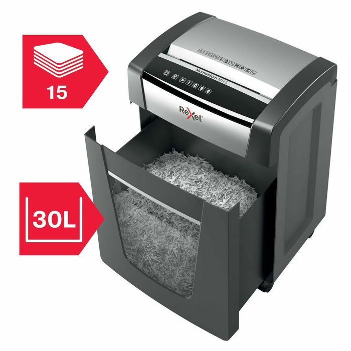 Rexel Momentum M515 Destructora de Papel Microcorte Negro y Plata