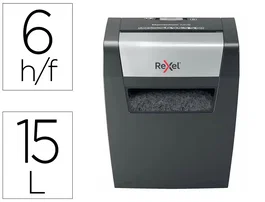 Rexel X406 Destructora de Documentos, Corte en Confeti Nivel P4, Capacidad 6 Hojas, Apta para Grapas y Clips