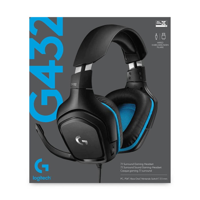 Logitech G432 Auriculares Gaming 7.1 Negro y Azul Logitech G432 Auriculares Gaming 7.1 Negro y Azul