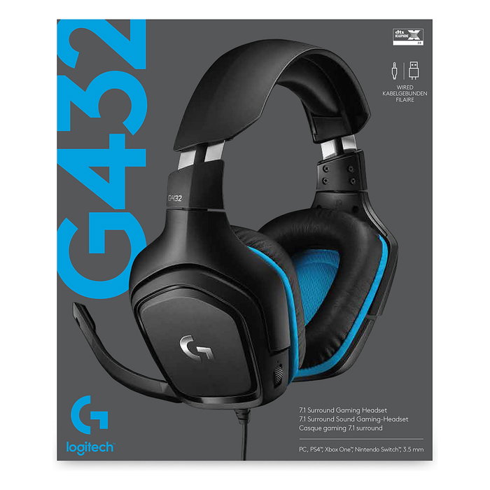 Logitech G432 Auriculares Gaming con Micrófono Negro y Azul