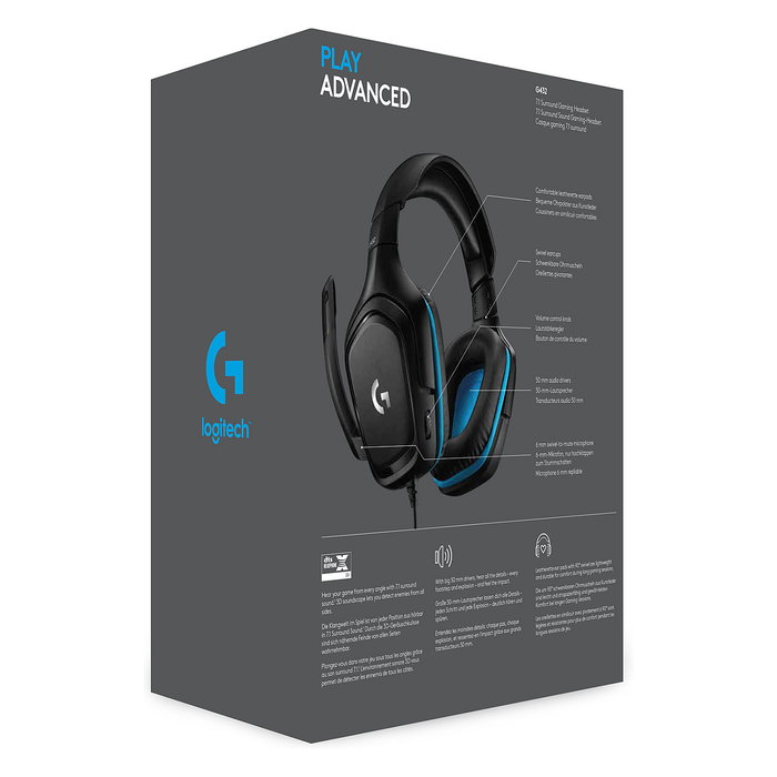 Logitech G432 Auriculares Gaming con Micrófono Negro y Azul