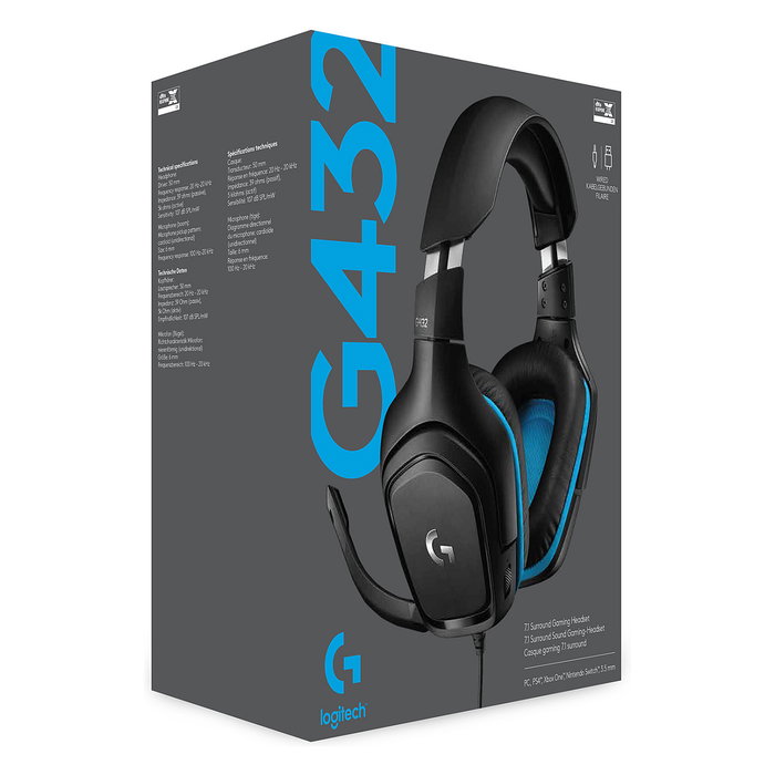 Logitech G432 Auriculares Gaming con Micrófono Negro y Azul