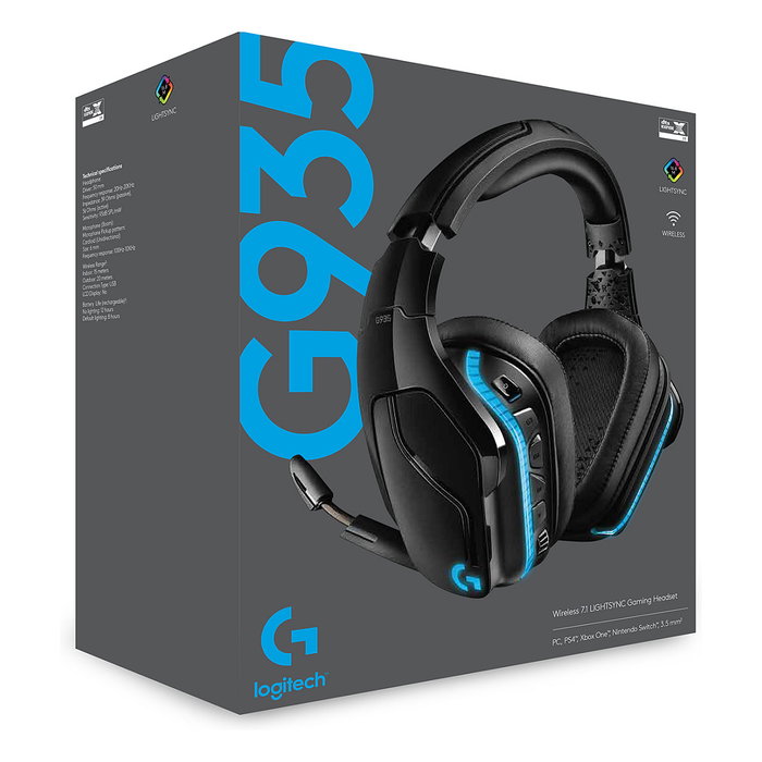 Logitech G935 Gaming Headset Inalámbrico 7.1 Surround Sound LIGHTSYNC RGB Black/Blue