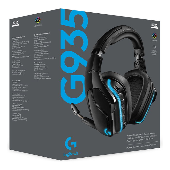 Logitech G935 Gaming Headset Inalámbrico 7.1 Surround Sound LIGHTSYNC RGB Black/Blue