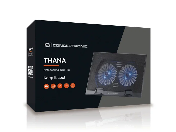 Conceptronic THANA02B Base refrigeradora para portátil de 17 pulgadas con 2 ventiladores Conceptronic THANA02B Base refrigeradora para portátil de 17 pulgadas con 2 ventiladores