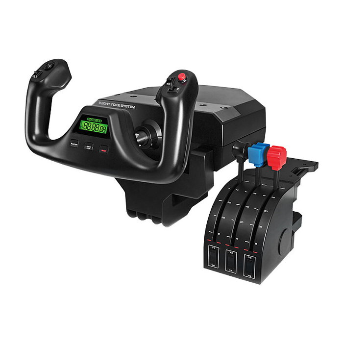 Logitech 945-000004 Palanca de Mandos Saitek Pro Flight Yoke, Simulador de Vuelo para PC, 14 Botones, Analógico/Digital, USB, Negro