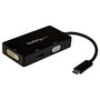 StarTech.com Adaptador USB-C a DVI/HDMI/VGA - Multipuerto 3 en 1, Resolución 4K 3840x2160 a 30Hz, Negro, CDPVGDVHDBP