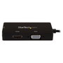 StarTech.com Adaptador USB-C a DVI/HDMI/VGA - Multipuerto 3 en 1, Resolución 4K 3840x2160 a 30Hz, Negro, CDPVGDVHDBP