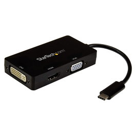StarTech.com Adaptador USB-C a DVI/HDMI/VGA - Multipuerto 3 en 1, Resolución 4K 3840x2160 a 30Hz, Negro, CDPVGDVHDBP