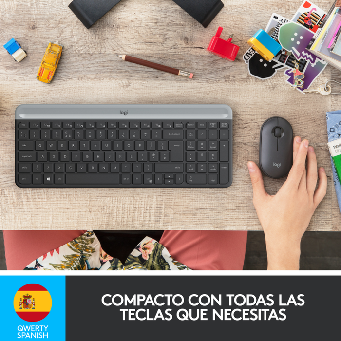 Logitech MK470 Slim Combo Teclado y Ratón Inalámbrico Grafito QWERTY Español Logitech MK470 Slim Combo Teclado y Ratón Inalámbrico Grafito QWERTY Español