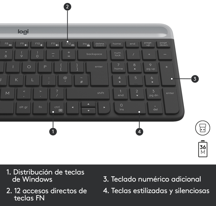 Logitech MK470 Slim Combo Teclado y Ratón Inalámbrico Grafito QWERTY Español Logitech MK470 Slim Combo Teclado y Ratón Inalámbrico Grafito QWERTY Español
