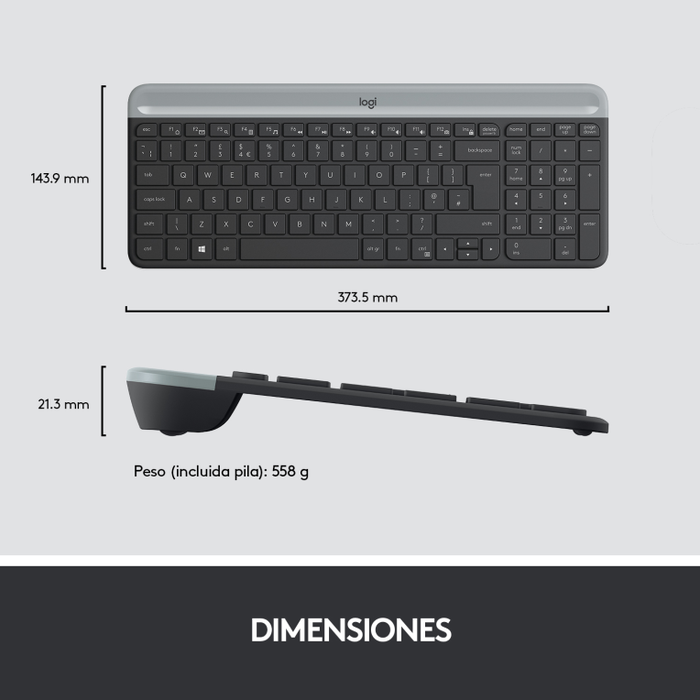 Logitech MK470 Slim Combo Teclado y Ratón Inalámbrico Grafito QWERTY Español Logitech MK470 Slim Combo Teclado y Ratón Inalámbrico Grafito QWERTY Español