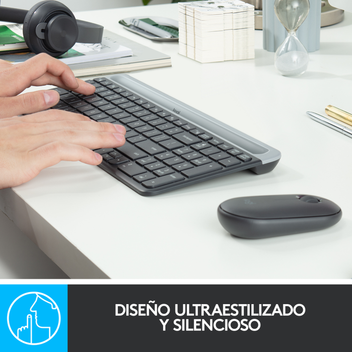 Logitech MK470 Slim Combo Teclado y Ratón Inalámbrico Grafito QWERTY Español Logitech MK470 Slim Combo Teclado y Ratón Inalámbrico Grafito QWERTY Español