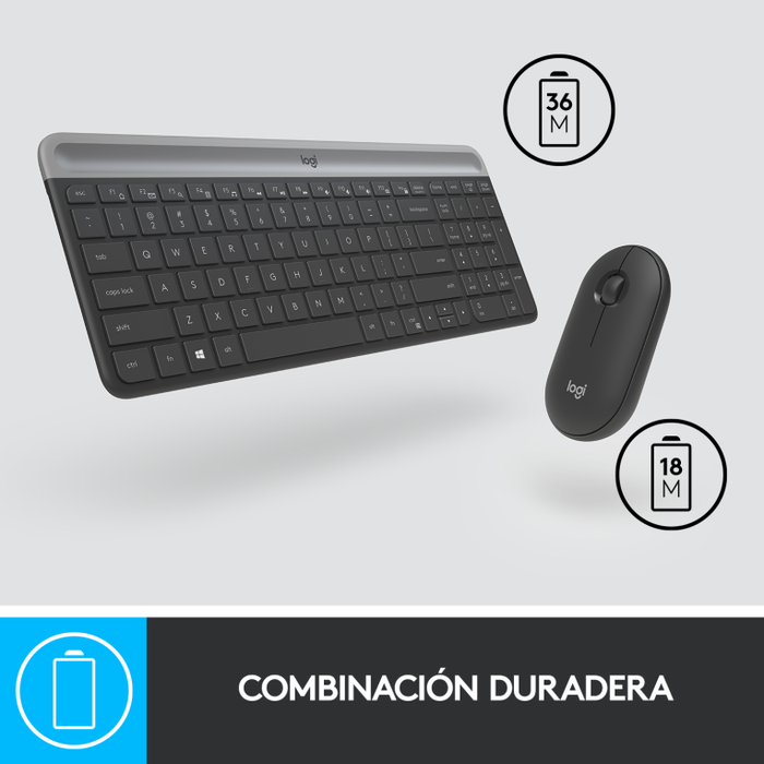 Logitech MK470 Slim Combo Teclado y Ratón Inalámbrico Grafito QWERTY Español Logitech MK470 Slim Combo Teclado y Ratón Inalámbrico Grafito QWERTY Español