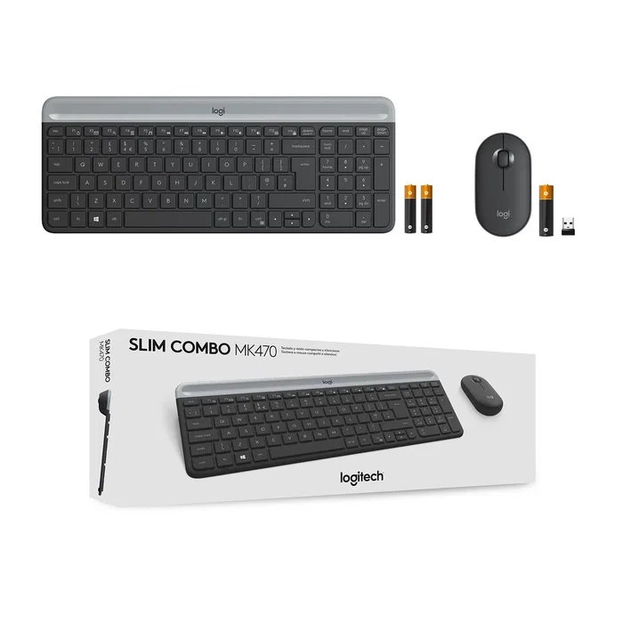 Logitech Slim MK470 Combo Inalámbrico Grafito con Teclado Español Logitech Slim MK470 Combo Inalámbrico Grafito con Teclado Español
