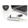 Digitus USB Adapter USB2.0/C -> RJ45 Ethernet+3-Port-Hub - Concentrador USB 2.0 de 3 Puertos y Adaptador LAN Fast Ethernet con Conexión Type-C (Aluminio)