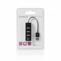 Ewent Hub EW1123 con 4 puertos USB 2.0, Negro