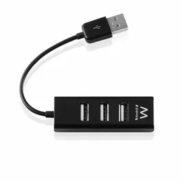 Ewent Hub EW1123 con 4 puertos USB 2.0, Negro